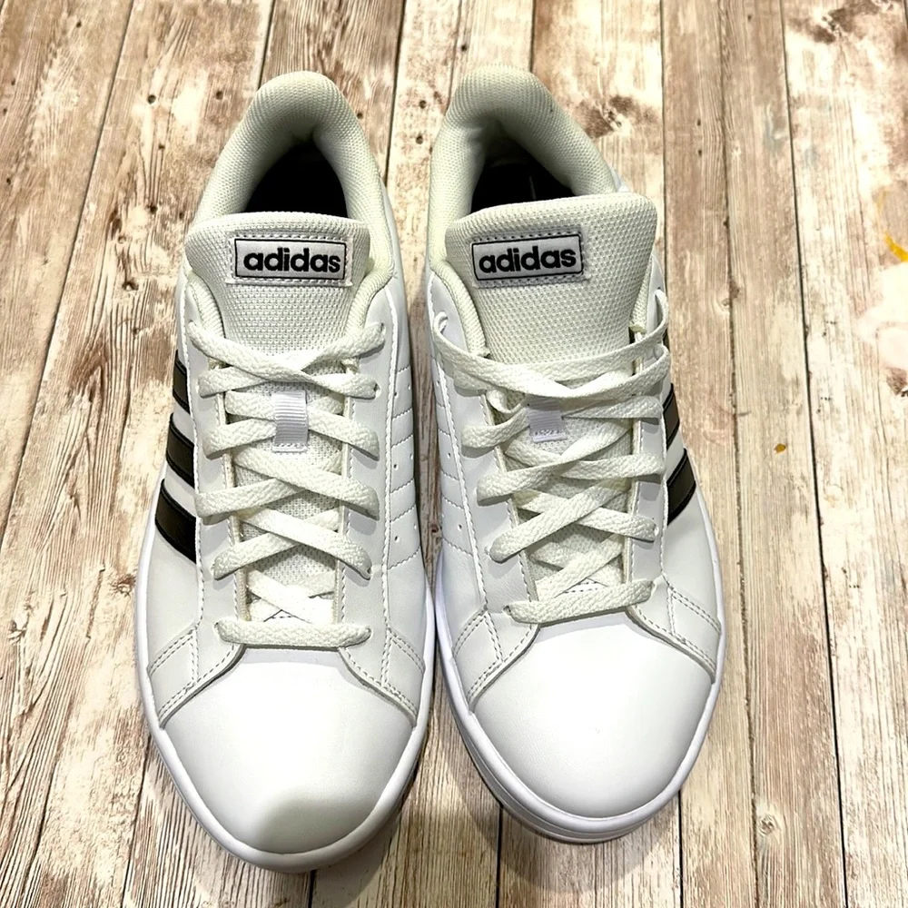 adidas White Sneakers with Black Stripes - Women's Low-Top
